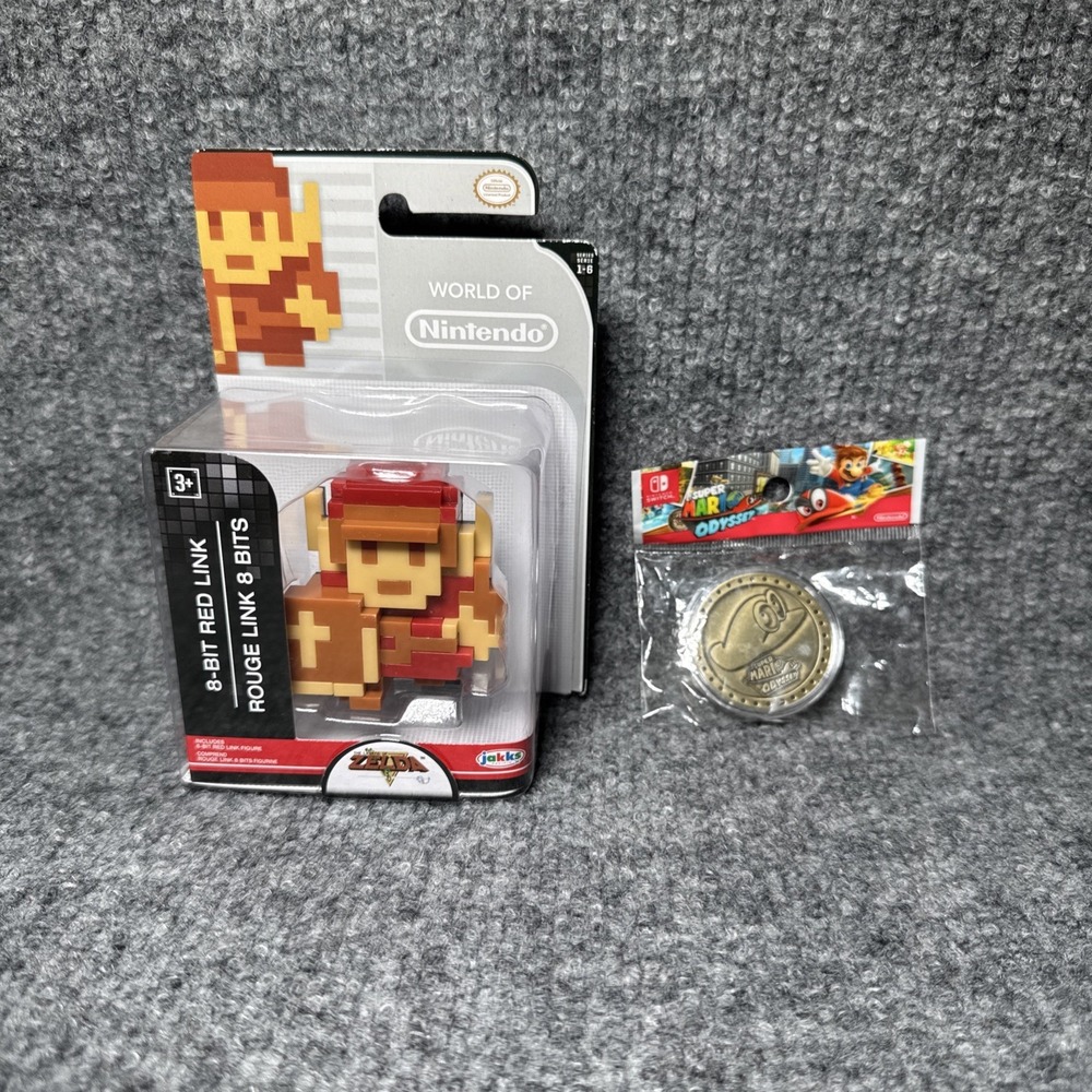 Lot of 2 Nintendo Collectibles 8-Bit Red Link & Mario Odyssey Collector Coin NEW